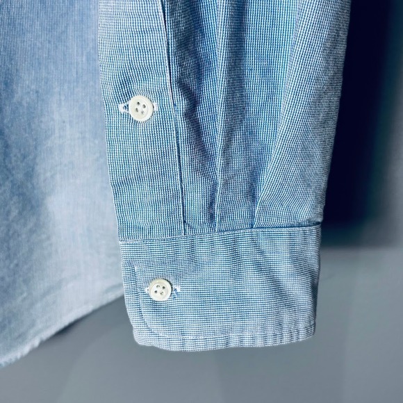 Ralph Lauren Blake Mens Large Blue Gingham Cotton Button Down Long Sleeve Shirt - Picture 6 of 12